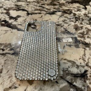SWAROVSKI HAND APPLIED SILVER CRYSTAL IPHONE CASE